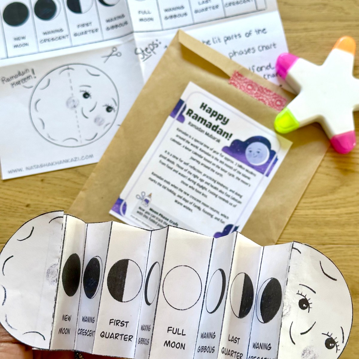 Ramadan Favor Printables: Folding Moon Phases Paper Craft&nbsp;[Updated]