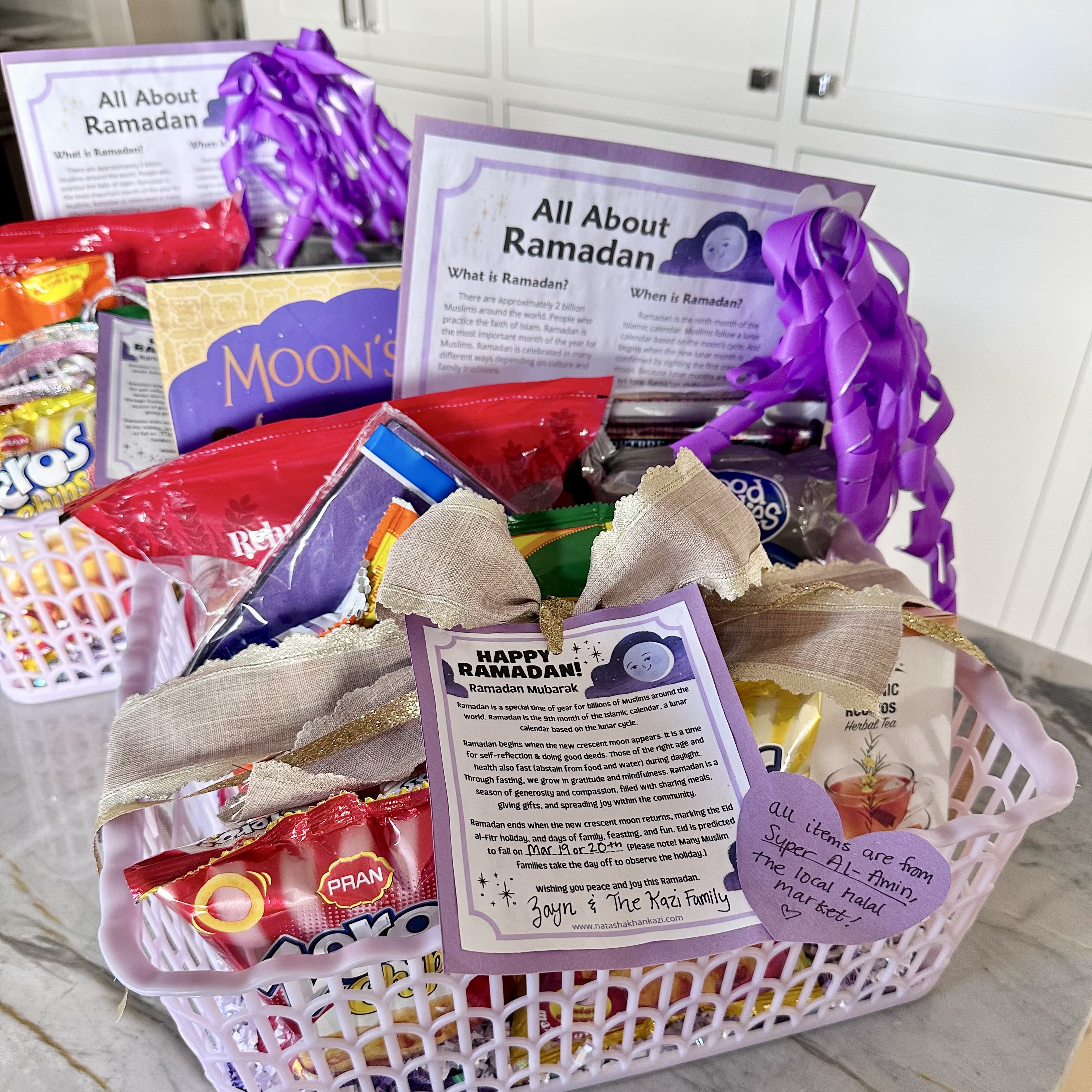 Making Ramadan Gift Baskets + Free Printable Signage for Schools